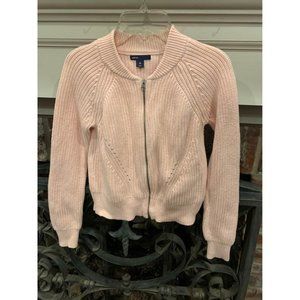 Gap Kids girls large pink zip up sweater, thick weave, soft pink color